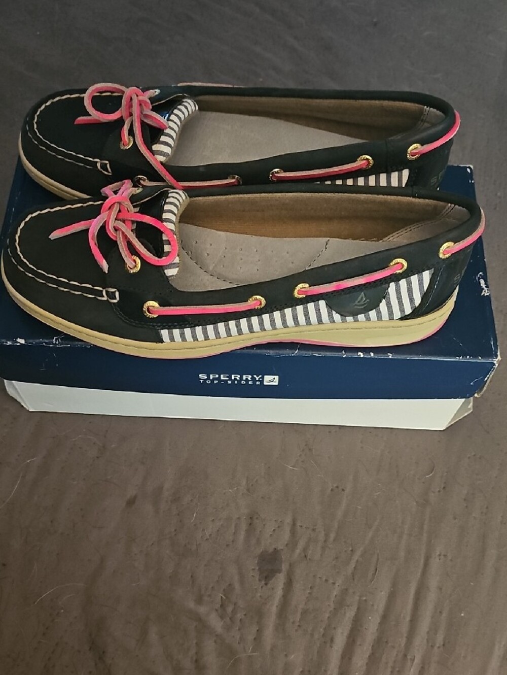 Sperry Angelfish Navy Stripe Women's Moccasins - Picture 6 of 6